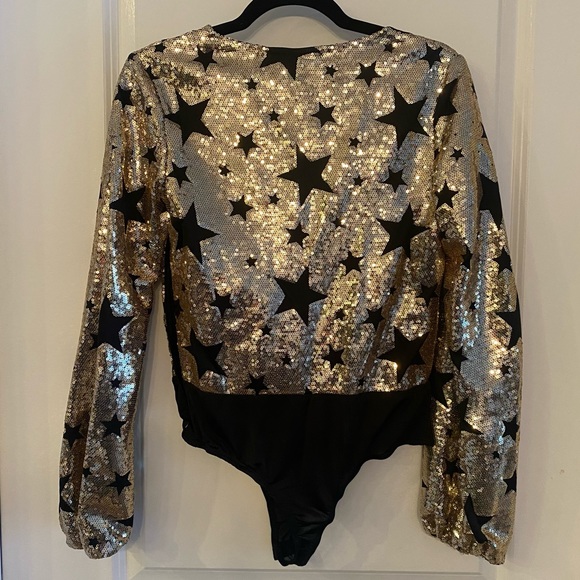 Brand New Sequin Plunge Front Bodysuit - Picture 6 of 8